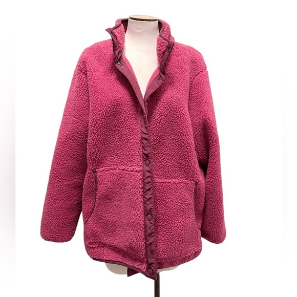 Lands' End Jackets & Blazers - Magenta Sherpa Jacket- Womens 1x Land End